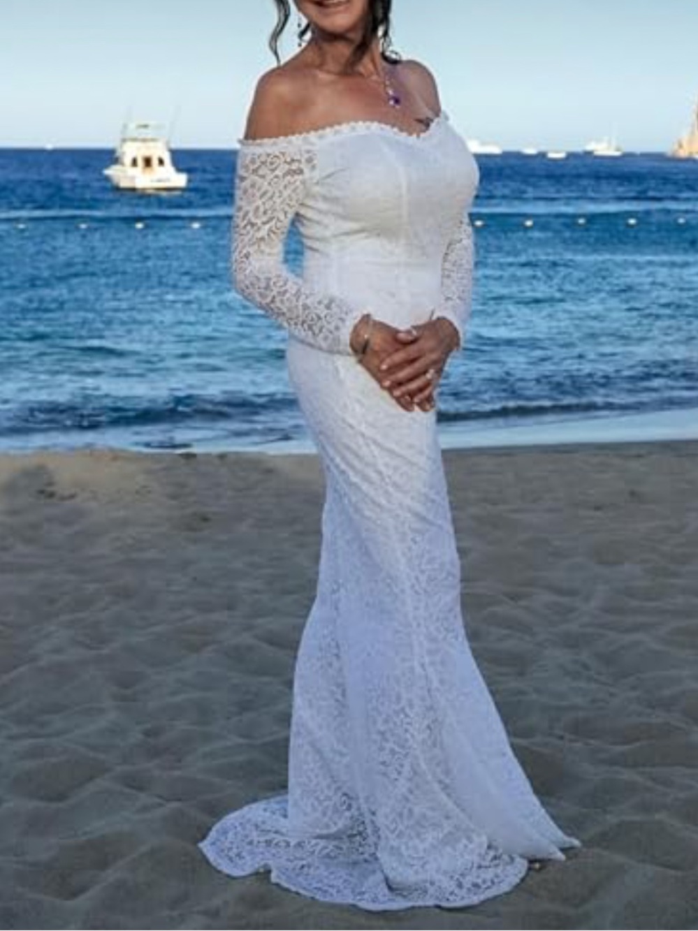 Full Lace Mermaid Wedding Dress off shoulder